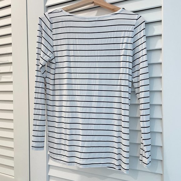 Club Monaco Navy Striped Long Sleeve Linen - Picture 12 of 12